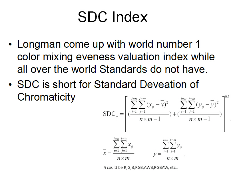 standard deviation of chromaticity