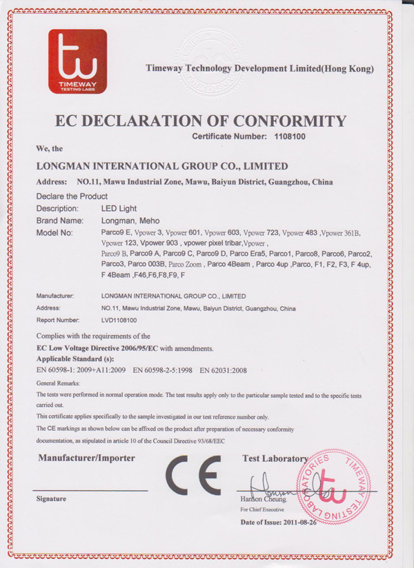 EC declaration of conformity 1108100