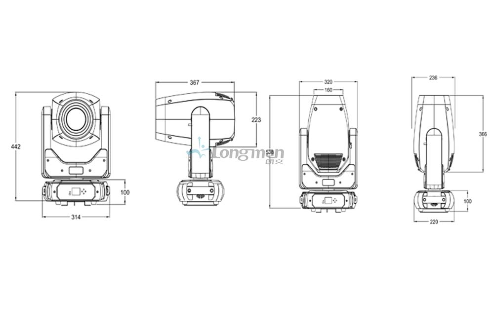 Led moving head light, moving head beam spot wash hybrid light, beam spot wash hybrid 3in1 light, led moving gobo light with 3 rings effect