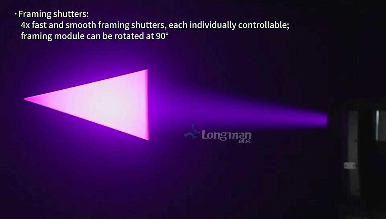 moving head light with framing shutter, moving head beam light with framing system, Intelligent Moving Head with Gobo Cutting, Framing Moving Head Light